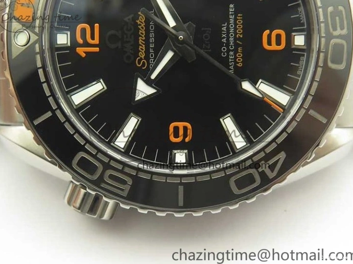 0420 Planet Ocean 43.5mm SS VSF 1:1 Best Edition Black Orange Bezel Black Dial on SS Bracelet A8900 Super Clone Breathable 8003